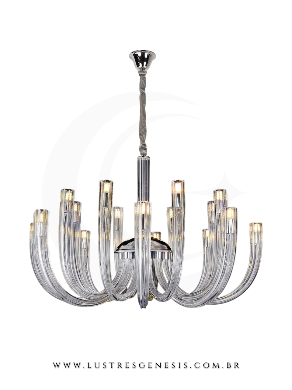 Lustre Pendente Classico Metal Cromado e Vidro 60x50cm G9, Sala de Jantar, Mesa Sala de Jantar, Sala de Estar, Quarto Casal, Suite Master